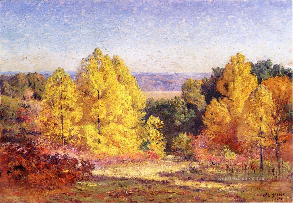 The Poplars Impressionist Indiana Landschaften Theodore Clement Steele Wald Ölgemälde